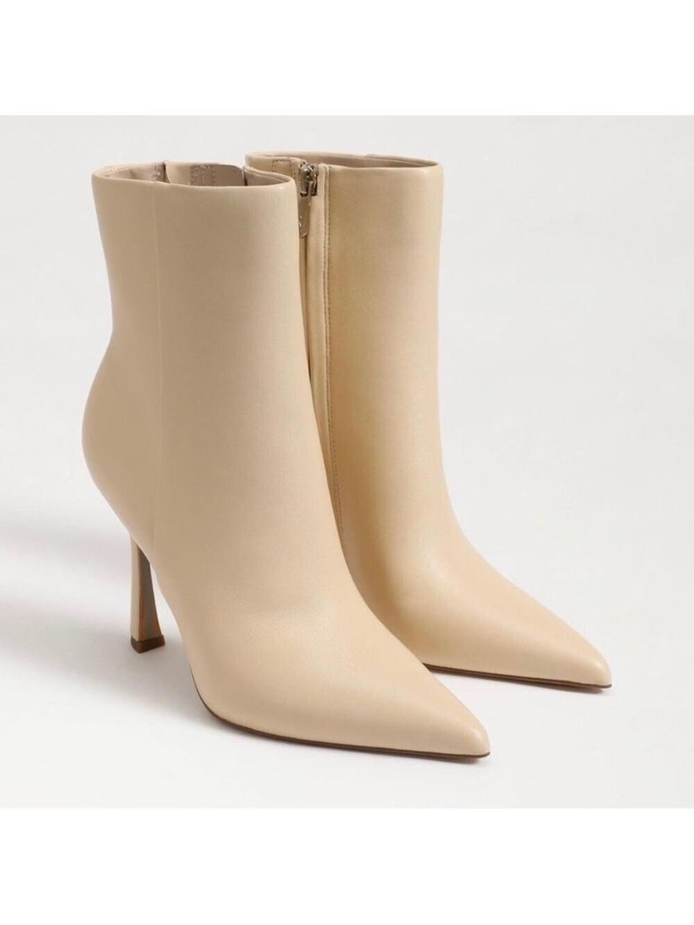Sam Edelman Ella Leather Pointed Toe Ankle Dress Booties in Eggshell - NWT
